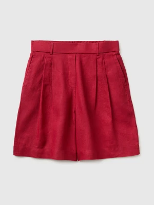 Benetton, Pure Linen Bermuda Shorts, Size: XS, Strawberry, Women United Colors of Benetton