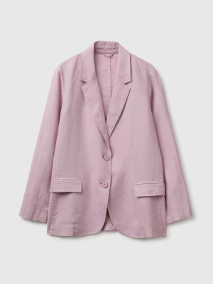Benetton, Pure Linen Blazer, Pink, Women United Colors of Benetton