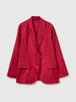 Benetton, Pure Linen Blazer, Strawberry, Women United Colors of Benetton