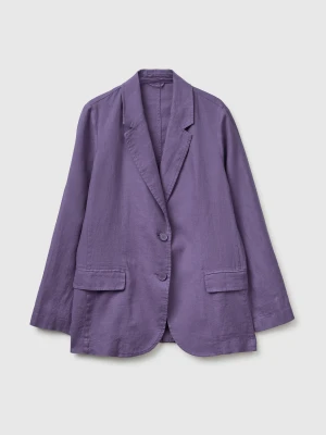 Benetton, Pure Linen Blazer, Violet, Women United Colors of Benetton
