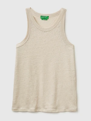 Benetton, Pure Linen Tank Top, Size: XS, Beige, Women United Colors of Benetton