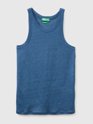 Benetton, Pure Linen Tank Top, Size: XS, Blue, Women United Colors of Benetton