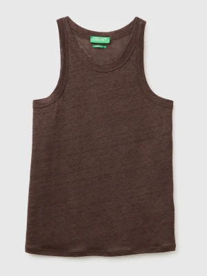 Benetton, Pure Linen Tank Top, Size: XS, Brown, Women United Colors of Benetton