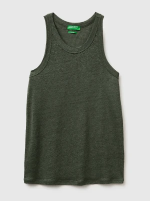 Benetton, Pure Linen Tank Top, Size: XS, Military Green, Women United Colors of Benetton