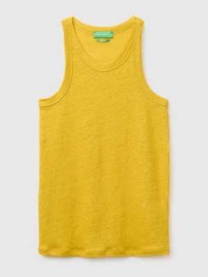 Benetton, Pure Linen Tank Top, Size: XS, Mustard, Women United Colors of Benetton