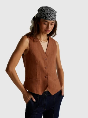 Benetton, Pure Linen Vest, Women United Colors of Benetton