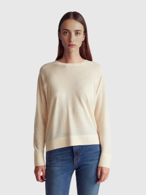 Benetton, Pure Merino Wool Sweater, Size: XS, Creamy White, Women United Colors of Benetton