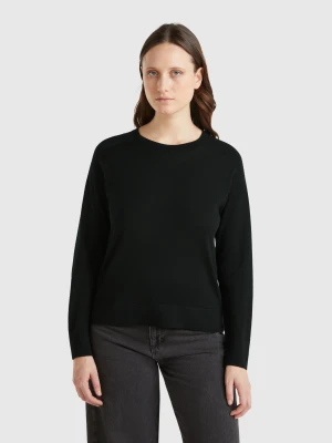 Benetton, Pure Merino Wool Sweater, size XXS, Black, Women United Colors of Benetton