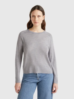 Benetton, Pure Merino Wool Sweater, size XXS, Light Gray, Women United Colors of Benetton