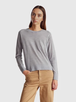 Benetton, Pure Merino Wool Sweater, Size: XXS, Light Gray, Women United Colors of Benetton