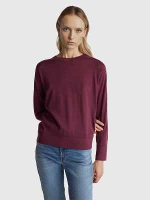 Benetton, Pure Merino Wool Sweater, Size: XXS, Plum, Women United Colors of Benetton