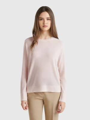 Benetton, Pure Merino Wool Sweater, size XXS, Soft Pink, Women United Colors of Benetton