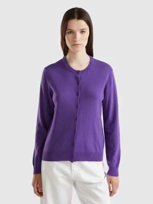 Benetton, Purple Cardigan In Cashmere And Wool Blend, size XS, , Women United Colors of Benetton