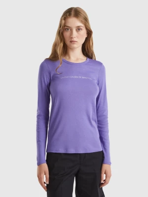 Benetton, Purple Long Sleeve T-shirt In 100% Cotton, size L, , Women United Colors of Benetton