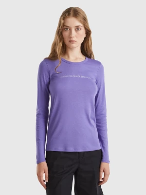 Benetton, Purple Long Sleeve T-shirt In 100% Cotton, size XL, , Women United Colors of Benetton