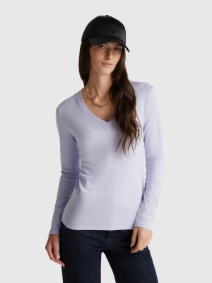 Zdjęcie produktu Benetton, Purple T-shirt With V-neck, Size: XS, Lilac, Women United Colors of Benetton