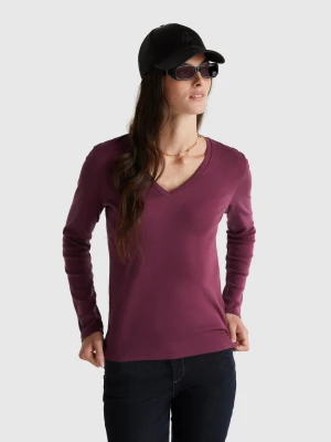 Benetton, Purple T-shirt With V-neck, size XXS, Violet, Women United Colors of Benetton