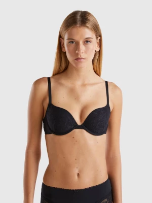 Benetton, Push Up Bra In Stretch Lace, size , Black, Women United Colors of Benetton