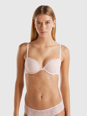 Benetton, Push Up Bra In Stretch Lace, size , Soft Pink, Women United Colors of Benetton