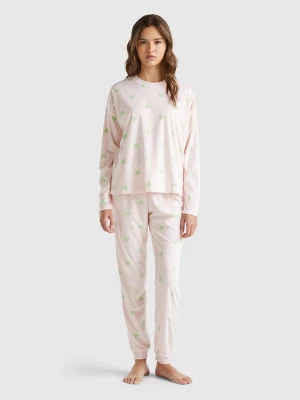 Benetton, Pyjamas In Chenille With Hearts, size XXS, Soft Pink, Women United Colors of Benetton