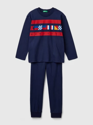 Benetton, Pyjamas In Long Fiber Cotton, size 2XL, Dark Blue, Kids United Colors of Benetton