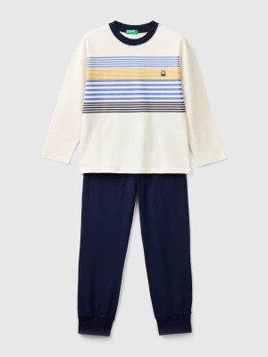 Benetton, Pyjamas In Long Fiber Cotton, size L, Creamy White, Kids United Colors of Benetton