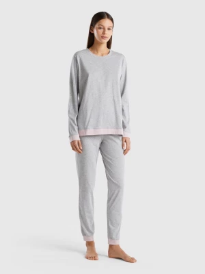 Benetton, Pyjamas In Long Fiber Cotton, size L, Light Gray, Women United Colors of Benetton