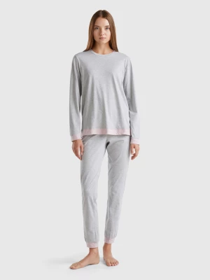 Benetton, Pyjamas In Long Fiber Cotton, size L, Light Gray, Women United Colors of Benetton