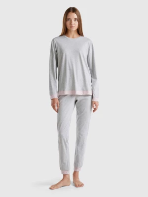 Benetton, Pyjamas In Long Fiber Cotton, size M, Light Gray, Women United Colors of Benetton