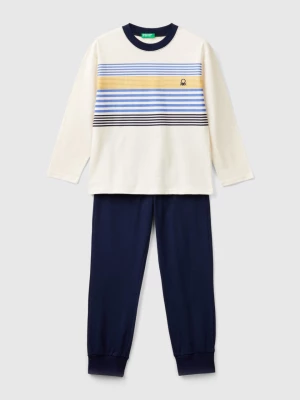 Benetton, Pyjamas In Long Fiber Cotton, size S, Creamy White, Kids United Colors of Benetton