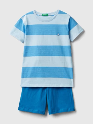 Benetton, Pyjamas In Ribbed Knit, size XXS, Light Blue, Kids United Colors of Benetton