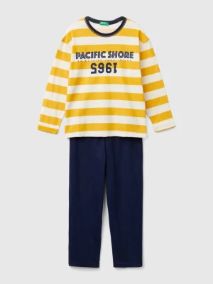 Benetton, Pyjamas In Striped Knit, size L, Yellow, Kids United Colors of Benetton