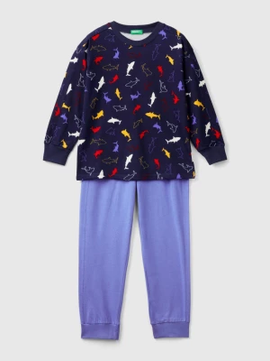 Benetton, Pyjamas In Warm Cotton, size L, Dark Blue, Kids United Colors of Benetton