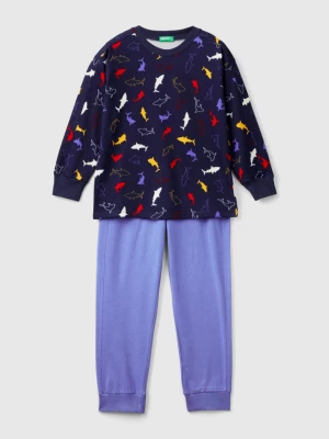 Benetton, Pyjamas In Warm Cotton, size XS, Dark Blue, Kids United Colors of Benetton