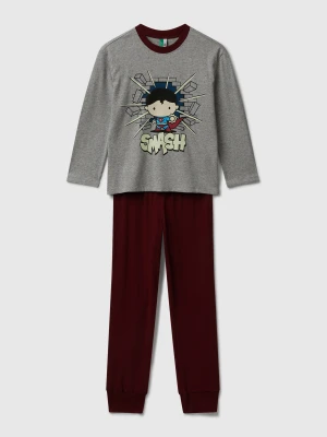 Benetton, Pyjamas In Warm Cotton, Size: XXS, Light Gray, Kids United Colors of Benetton