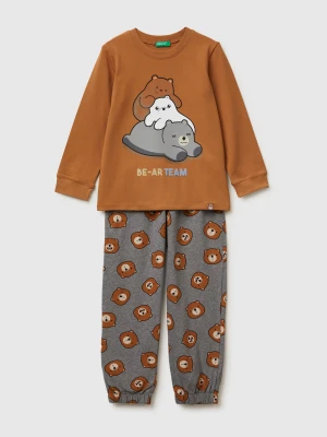 Benetton, Pyjamas With Animal Print, Size: 2XL, Beige, Kids United Colors of Benetton