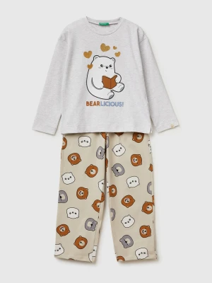 Benetton, Pyjamas With Animal Print, Size: L, Light Gray, Kids United Colors of Benetton