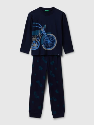 Benetton, Pyjamas With Bicycle Print, size XXS, Dark Blue, Kids United Colors of Benetton