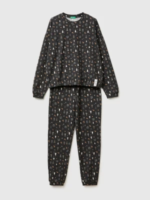 Benetton, Pyjamas With Christmas Print, Size: XXS, Black, Women United Colors of Benetton