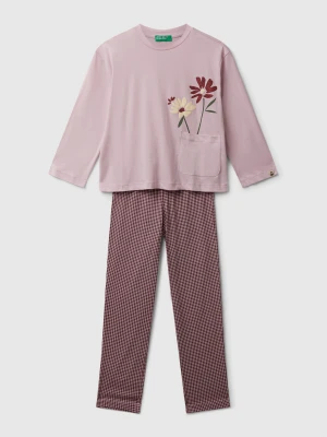 Benetton, Pyjamas With Flower Print, size XXS, Pink, Kids United Colors of Benetton