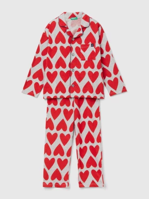 Benetton, Pyjamas With Heart Print, size XS, Gray, Kids United Colors of Benetton