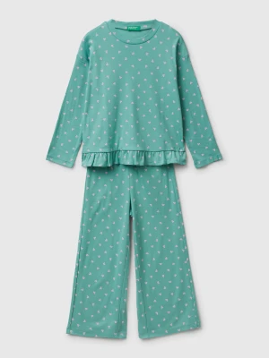 Benetton, Pyjamas With Heart Print, Size: XXS, Aqua, Kids United Colors of Benetton