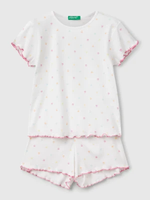 Benetton, Pyjamas With Logo Print, size XXS, White, Kids United Colors of Benetton