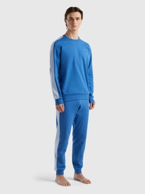 Benetton, Pyjamas With Side Stripes, size L, Blue, Men United Colors of Benetton