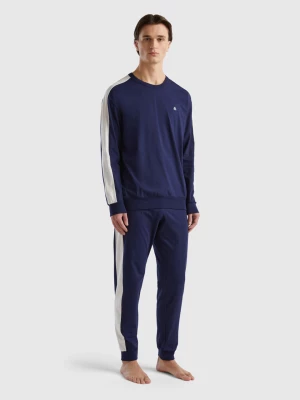 Benetton, Pyjamas With Side Stripes, size S, Dark Blue, Men United Colors of Benetton