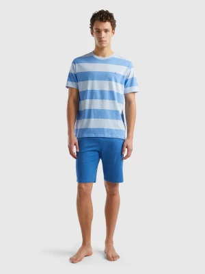 Benetton, Pyjamas With Striped T-shirt, size L, Light Blue, Men United Colors of Benetton