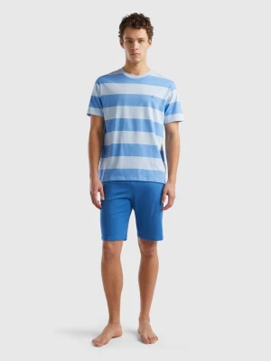 Benetton, Pyjamas With Striped T-shirt, size M, Light Blue, Men United Colors of Benetton