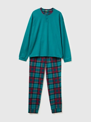 Benetton, Pyjamas With Tartan Bottoms, Size: XL, Green, Men United Colors of Benetton