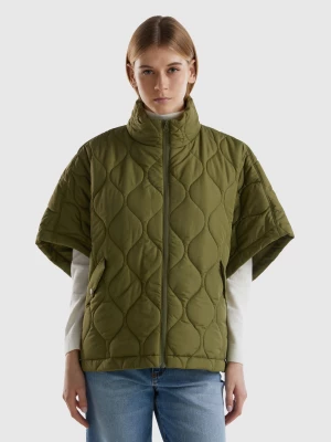 Benetton, Quilted Cape With Lightweight Padding, size XS-S, Military Green, Women United Colors of Benetton