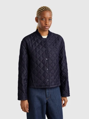 Benetton, Quilted Denim Effect Jacket, size M, Blue, Women United Colors of Benetton